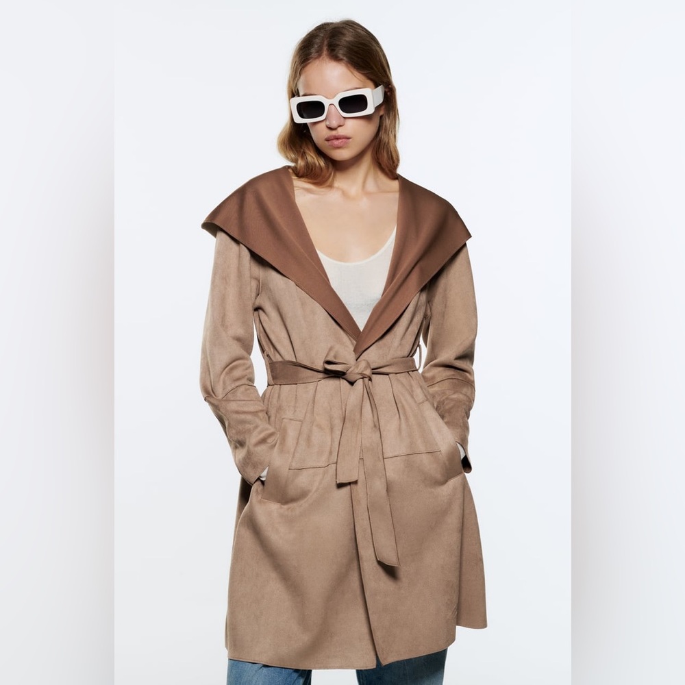 Zara faux suede hooded jacket